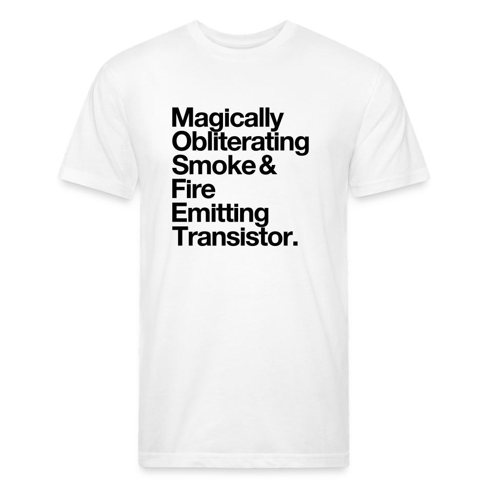 MOSFET Premium Tee Magically Obliterating Smoke and Fire Emitting Transistor MOSFET EE electric electrical engineer engineering circuits circuit circuitry PCB mechatronics robots robotics roboteer motor controller meme joke tee tshirt t-shirt shirt 