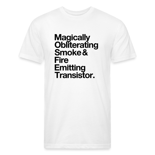 MOSFET Premium Tee Magically Obliterating Smoke and Fire Emitting Transistor MOSFET EE electric electrical engineer engineering circuits circuit circuitry PCB mechatronics robots robotics roboteer motor controller meme joke tee tshirt t-shirt shirt 